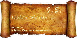 Illés Sándor névjegykártya